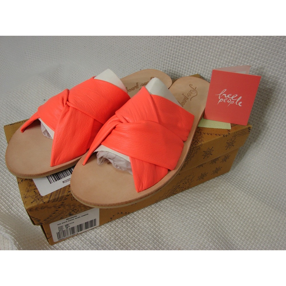 Free People Neon Coral Knot Slide Sandals - Women's